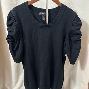 Black Ruched Sleeve Top